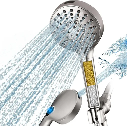 Miniatura 14 de BRIGHT SHOWERS Cabezal de ducha de alta presión con mango, 9 ajustes de pulverización, cabezal de ducha con lavado a presión integrado para limpiar