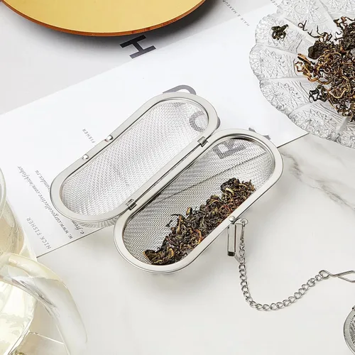 Miniatura 5 de Hoolerry 3 unidades de infusores de bolas de té de hojas sueltas, coladores de té de malla de acero inoxidable más empinados filtros ovalados