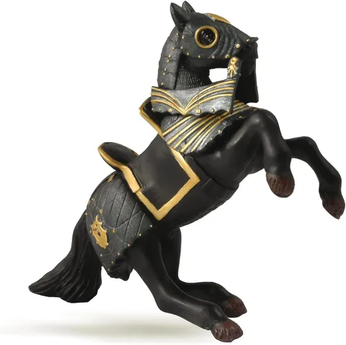 Papo - Figura realista de caballo blindado negro - A partir de 3 años - Colección de fantasía y medieval - Mundo creativo de los caballeros del