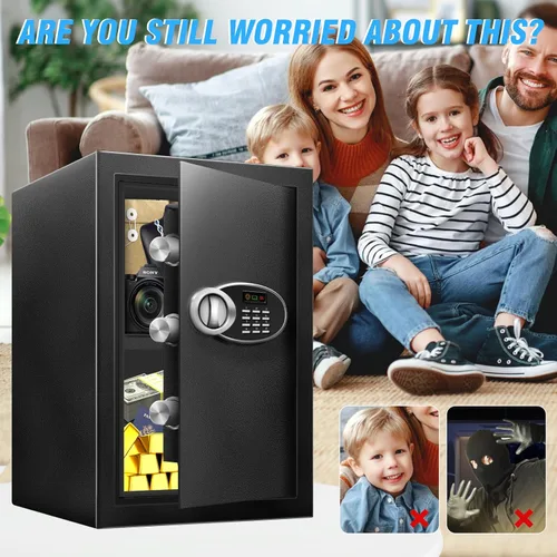 Miniatura 5 de Caja de seguridad grande de 2.5 pies cúbicos con resistencia al fuego e impermeable para documentos - Caja de seguridad personal de acero