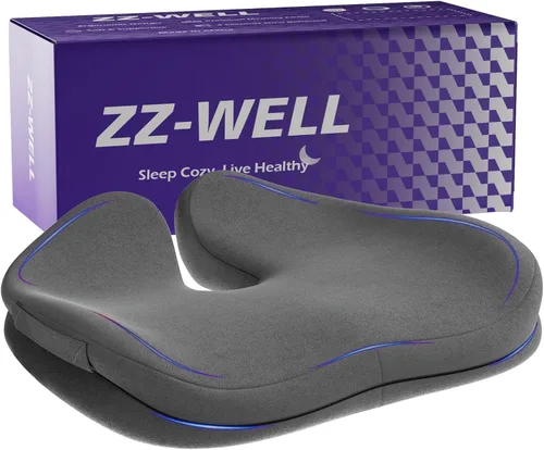 Miniatura 12 de ZZ-WELL - Cojines de asiento para sillas de oficina, cojín patentado para alivio de presión de coxis para dolor de coxis, almohadas de espuma