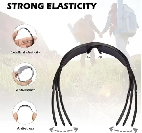 Miniatura 7 de Gafas de sol polarizadas o fotocromáticas para deportes al aire libre para hombres y mujeres, marco TR90, protección UV Negro Gris
