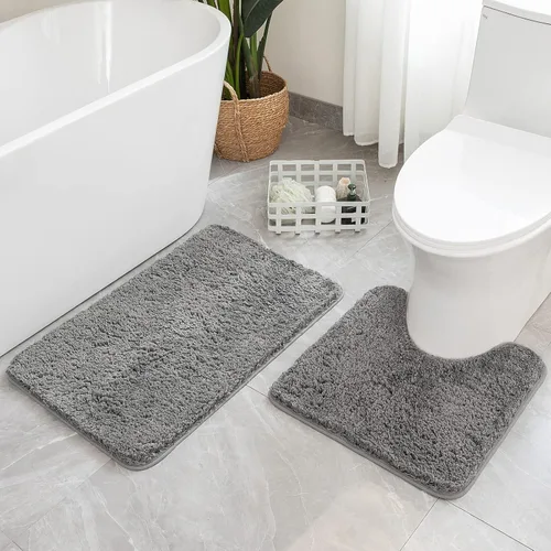 Miniatura 91 de MIULEE Juego de 2 alfombras de baño antideslizantes peludas extra gruesas y suaves, alfombrillas de baño de microfibra suave absorbente de agua