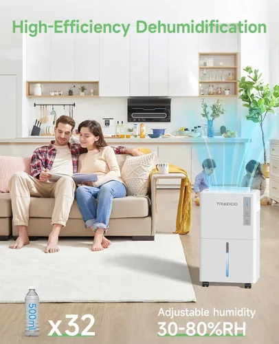 Miniatura 2 de 1500 Sq.ft Dehumidifier for Basement, Trazico Max 21 Pint/Day Dehumidifiers for Home, Large Room, Bedroom with Drain Hose, Quiet Smart Humidity