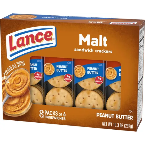 Miniatura 11 de Lance Galletas tipo sándwich, malta con mantequilla de maní, caja de 8
