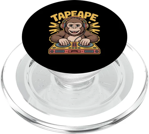 Miniatura 8 de TAPEAPE - Tocadiscos Dj Monkey Retro Funky Party Vibes PopSockets Adhesivo PopGrip