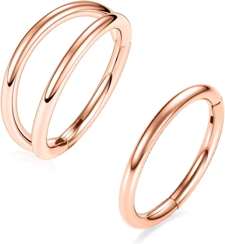 Miniatura 19 de GAGABODY 2 piercings para la nariz, calibre 20G, 18G, 16G, 14G, 12G, 10G, 8G, acero quirúrgico, tabique, cartílago, hélice, trago, concha, daith