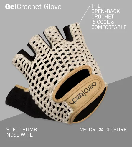 Miniatura 3 de AEROTECHDESIGNS Guantes de ciclismo de ganchillo Palmas acolchadas de gel extra gruesas Cuero natural y algodón