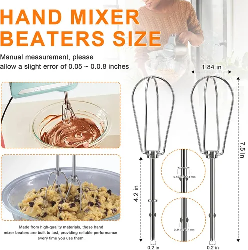 Miniatura 6 de Batidores de mano accesorios para batidor Kitchenaid, batidor, gancho de masa, varilla de mezcla, mezcladores de mano de acero inoxidable