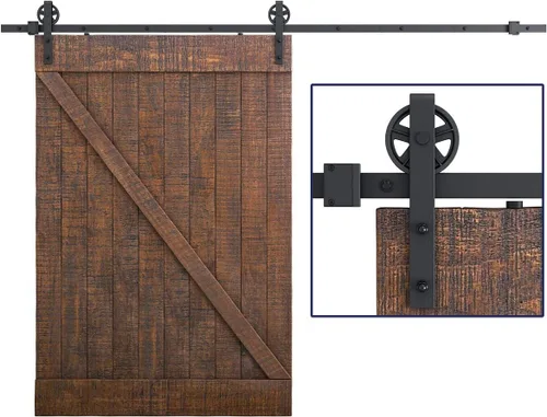 Miniatura 17 de SMARTSTANDARD Kit de herrajes para puerta corrediza de granero de alta resistencia de 6 pies, 4 pies a 18 pies, negro, suave y silencioso, simple