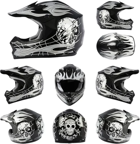 Miniatura 2 de TCMT Casco de motocross para jóvenes, certificado por DOT, casco de motocross ATV de cara completa para niños con gafas, guantes y bolsa para casco