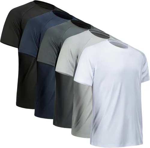 Miniatura 29 de Camisetas de entrenamiento para hombre, de manga corta, de secado rápido, atlético, gimnasio, activo, absorbe la humedad