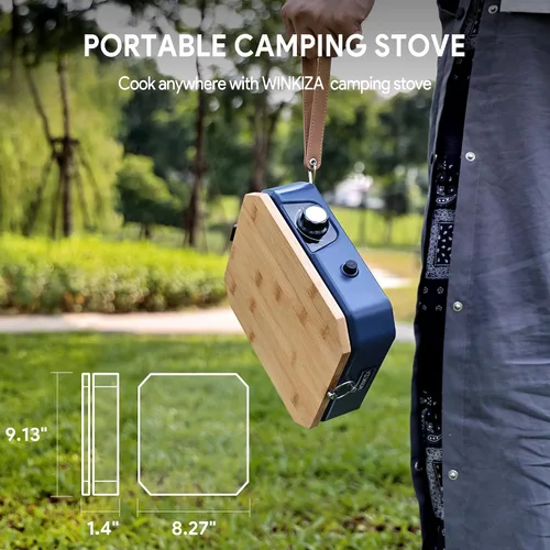 Miniatura 2 de Estufa de camping de propano inoxidable 304 de 2 quemadores con plancha, estufas portátiles de propano con 24000BTU, compatible con sartén