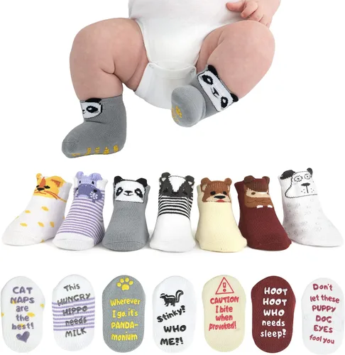 ZIRI ZANE Juego de regalo de calcetines para bebé regalos para bebés recién nacidos para niños y niñas 7 pares únicos bonito y divertido regalo