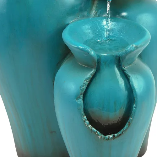 Miniatura 10 de Alpine Corporation DIG246TUR - Fuente de agua para macetas de 3 niveles de 21 pulgadas, función de agua de cerámica en cascada con bomba incorporada