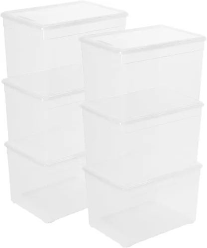 Miniatura 8 de novelinks Paquete de 12 contenedores de almacenamiento de plástico de 6 cuartos con tapas, contenedores de almacenamiento apilables con tapas