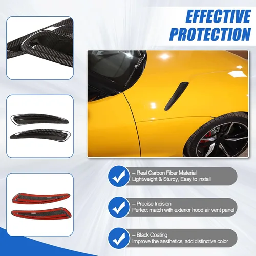 Miniatura 4 de Cubierta de ventilación de aire de fibra de carbono real para capó, compatible con Toyota Supra GR A90 A91 MK5 2019-2025, moldura adhesiva de salida