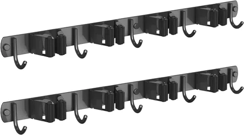CUXIXA Paquete de 2 Soportes de Pared para Trapeador y Escoba, Soporte Colgante de Pared Antideslizante para Escoba, Organizador de Trapeador y