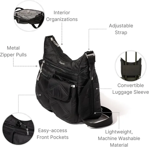 Miniatura 52 de Baggallini womens Everywhere Bagg Crossbody Women 11x9 Lightweight Nylon Hobo Water-resistant Travel Bag W/Rfid