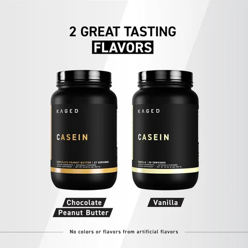 Miniatura 7 de Kaged Proteína en polvo de caseína premium Vainilla Caseína micelar Suplemento libre de sustancias prohibidas, desarrolla músculo, se recupera