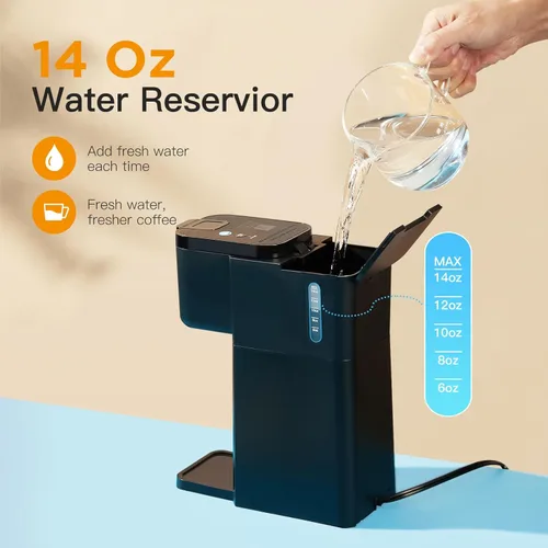 Miniatura 8 de Tastyle Mini Cafetera de Café Caliente y Helado de Una Sola Porción, para Cápsulas K y Molido, Tamaños de Preparación de 6 a 14 Oz, con Libro