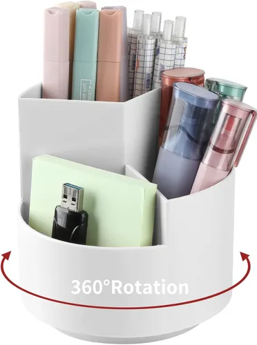 Miniatura 8 de Organizador de Escritorio, Organizador de Lápices y Bolígrafos de 3 Ranuras con Giro de 360, Lindo Portalápices para Oficina, Escuela, Suministros