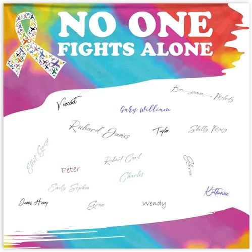 Outus Cartel de autógrafo de cinta multicolor para concientización sobre el cáncer, 6 x 6 pies, póster consciente del cáncer, salud mental,