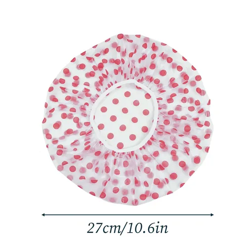 Miniatura 3 de 3 gorros de ducha, elásticos, reutilizables, impermeables, de plástico, para mujeres, mujeres, spa, salón de belleza (rojo, verde y azul)