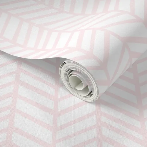 Miniatura 2 de Papel tapiz autoadhesivo para despegar y pegar, papel tapiz extraíble de color rosa pastel y blanco con diseño de espiga para bebé niña Spoonflower
