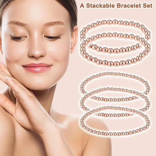 Miniatura 2 de VOCOSTE Pulsera de cuentas para mujer kit de pulsera elástica elástica apilable