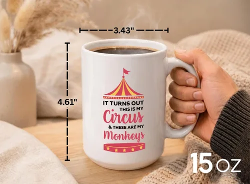 Miniatura 5 de Taza de café Not My Monkey Not My Circus de 15 onzas – Resulta hacia fuera – Regalos para la nueva mamá madre con niños recién nacidos, color blanco