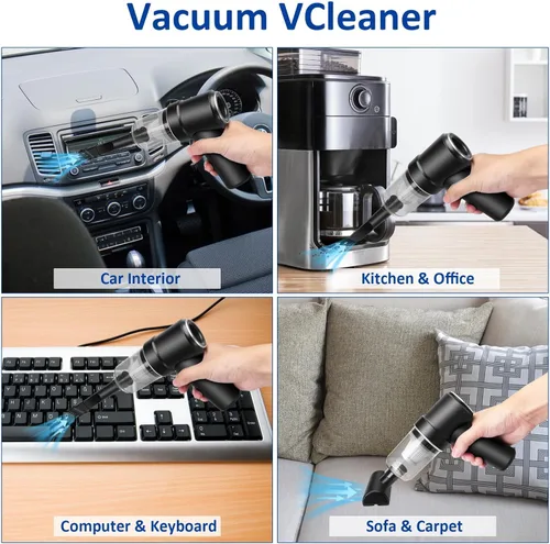 Miniatura 5 de Mini aspiradora de mano de 8 Kpa, aspiradora inalámbrica de alta potencia de 120 W, aspiradora de teclado 2 en 1 y plumero de aire con luz LED