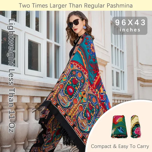 Miniatura 180 de DANA XU Manta de pashmina extragrande 100% de lana merina, bufanda de viaje, bufanda de cachemira para mujer, otoño e invierno, chal de gran
