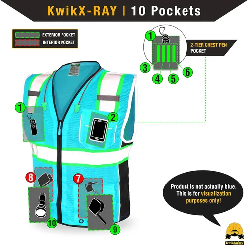Miniatura 7 de KwikSafety - Charlotte, NC - Chaleco de seguridad clásico y supremo [bolsillo gigante] Clase 2 Trabajo PPE ANSI probado OSHA Cumple con OSHA