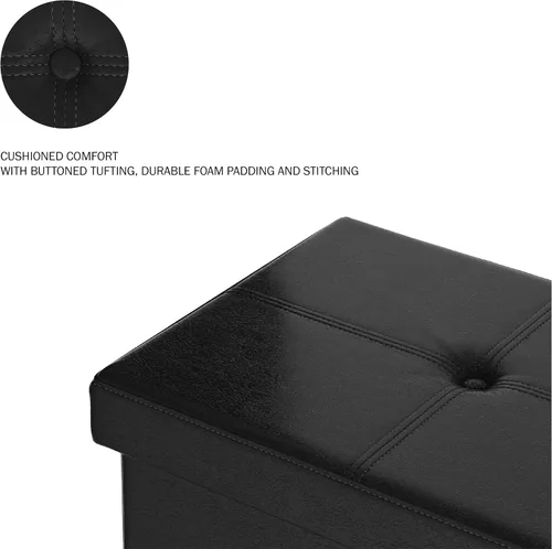 Miniatura 3 de Lavish Home - Banco otomano con almacenamiento, grande, plegable, punzoneado, piel sintética, cubo extraíble, mueble para el hogar, dormitorio, sala