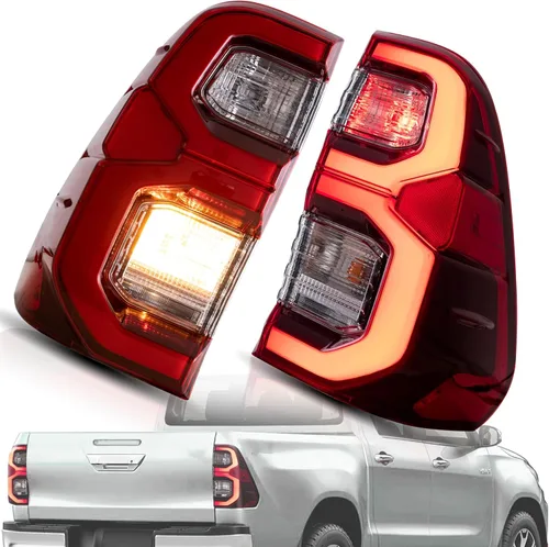 Miniatura 10 de VLAND Conjunto de luces traseras para Toyota Hilux 2015-2020 Base, Chasis, Doble Cab, SR, DLX (no para Tonka), lámpara trasera con DRL, señal