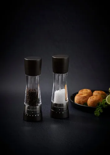 Miniatura 2 de Cole & Mason H332293 Derwent Black Wood Salt and Pepper Mills, Gourmet Precision+, Ajuste de Molienda, Haya Teñida/Acrílico, 190 mm, Juego