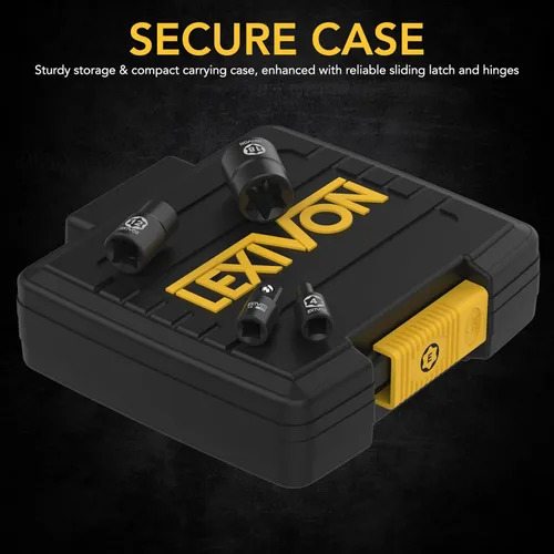 Miniatura 3 de LEXIVON E-TORX - Juego de dados de acero aleado al cromo vanadio, 13 piezas hembra Star Socket E4 - E20 Set Estuche de almacenamiento mejorado