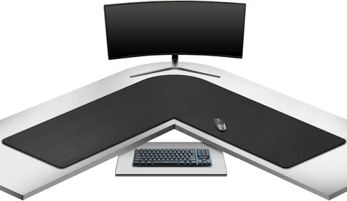 Miniatura 7 de Mydours Almohadilla de escritorio en forma de L, (38"+38") x 13" gran almohadilla de escritorio de cuero PU en esquina, almohadilla de mouse