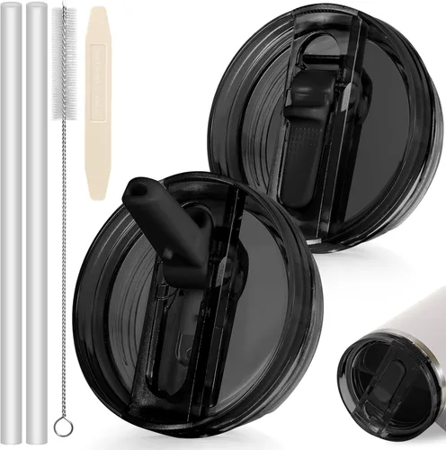 Miniatura 63 de 14 oz Tapa con popote abatible de repuesto para accesorios de vaso Stanley, 2 tapas antiderrames a prueba de derrames para vasos Stanley de 14 oz