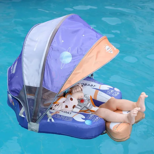 Miniatura 7 de Mambobaby Flotador Mejorado Añadir Cola Flotador para Bebé con Toldo para Anillo de Natación de Cintura Infantil Entrenador de Natación Flotadores