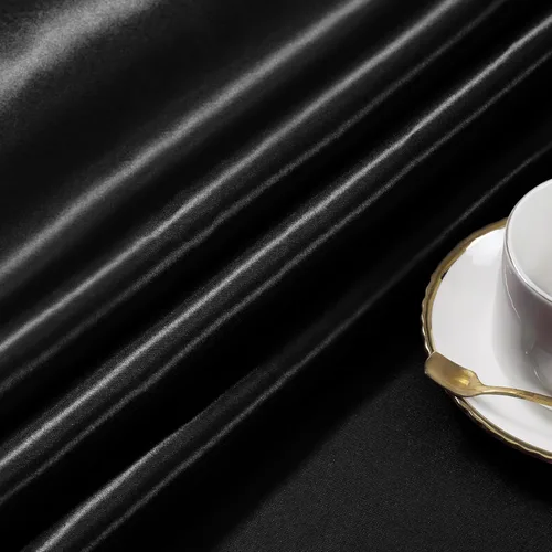 Miniatura 6 de KKJIAF Paquete de 1 mantel de satén negro de 58 x 102 pulgadas, rectangular, brillante, sedoso y suave, para decoración de banquete de boda, fiesta