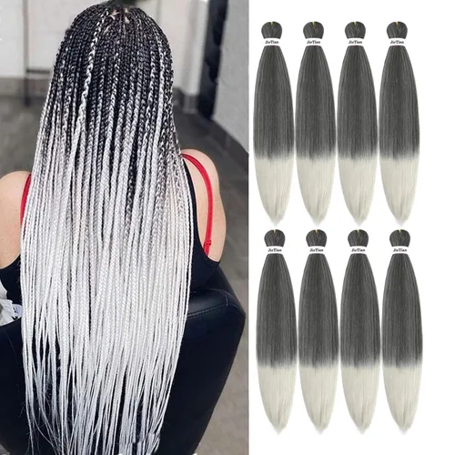 Miniatura 30 de Liang Dian Cabello Trenzado Preestirado Ombre de 12 Pulgadas, 8 Paquetes de Trenzas de Ganchillo Sintéticas, Ajuste con Agua Caliente, Extensiones