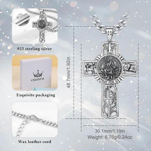 Miniatura 153 de CELESTIA Medallas de plata de ley 925 San Miguel/San Cristóbal/San Benito/San Gabriel/Virgen María/Jesús/Caravaca/Metatrón/Sello de los Siete
