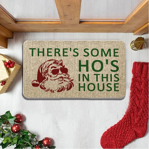 Miniatura 4 de GAGEC Tapete de Navidad para exteriores, con texto en inglés "There Some OH's in The House", divertido tapete de entrada para puerta de invierno
