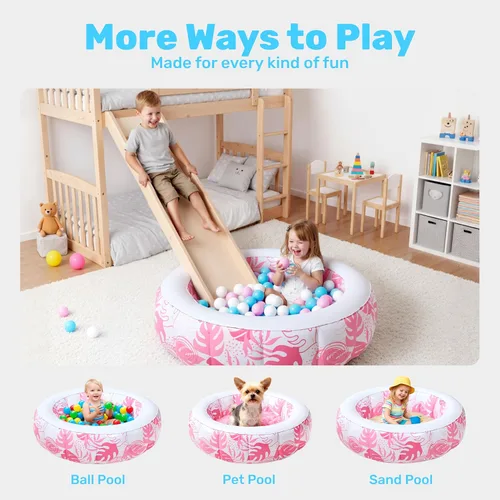 Miniatura 7 de SLOOSH Piscina inflable para niños, piscina de 36 x 11 pulgadas con piso de almohadilla suave para niños y niños pequeños, piscina redonda inflable