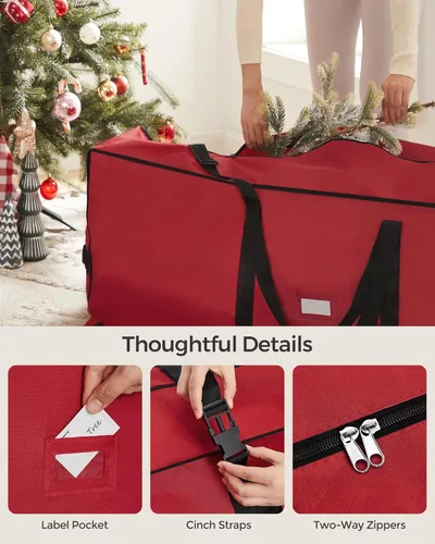 Miniatura 4 de SONGMICS Bolsa de almacenamiento para árbol de Navidad con ruedas de 1.6 pulgadas, bolsa de almacenamiento rodante, hasta 7.5 pies, para árbol
