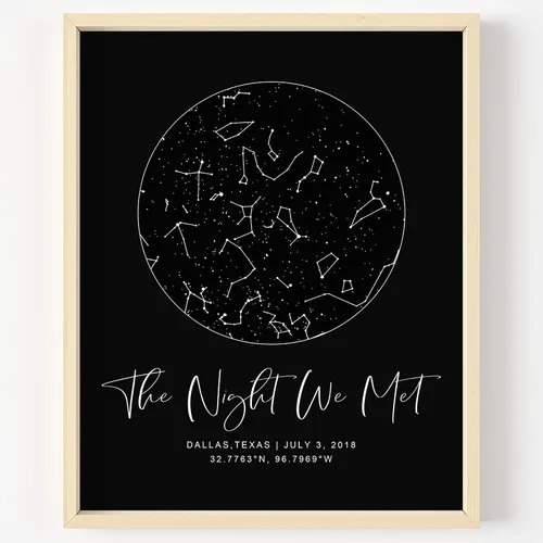 Miniatura 6 de Mapa de Estrellas Personalizado con Fechas y Lugar Específicos - Impresión de Mapa de Constelación Personalizado, Sin Marco - Arte de Pared
