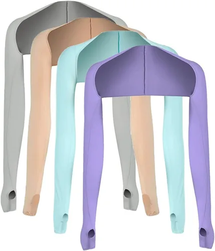 Miniatura 8 de 4 piezas de protección UV, chal de sol, manga de enfriamiento para brazo con orificio para el pulgar para mujeres y hombres, ciclismo, conducción, 2