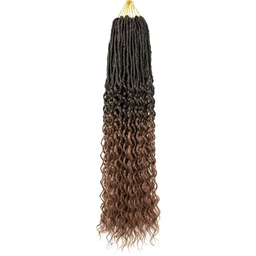 Miniatura 26 de Cabello de Ganchillo Goddess Locs de 12 Pulgadas 8 Paquetes Nuevos Locs Sintéticos Suaves Trenzas de Ganchillo Ondas Profundas Extensiones de 1b